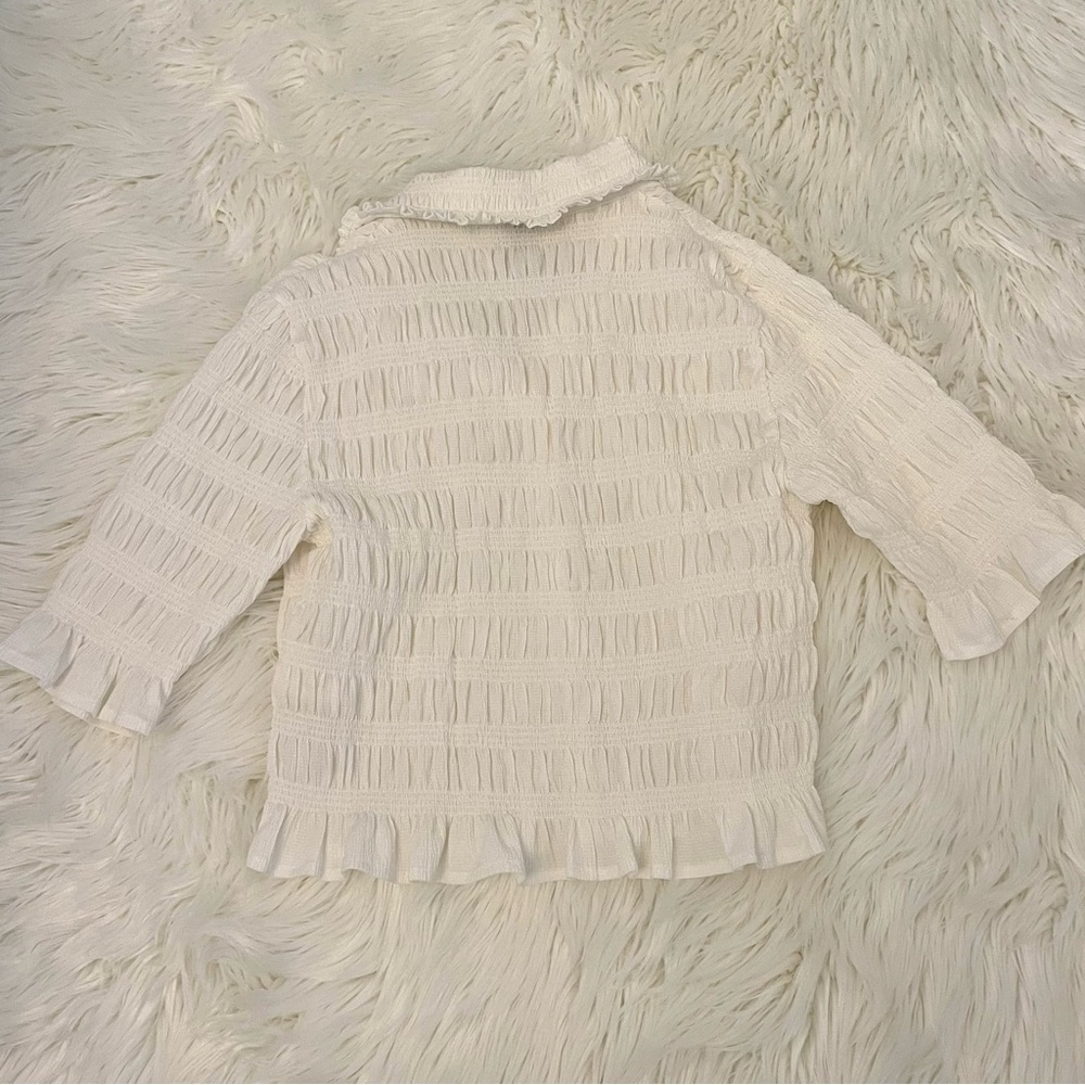 Anthropologie White Ruffled Button-Front Blouse - Picture 11 of 15